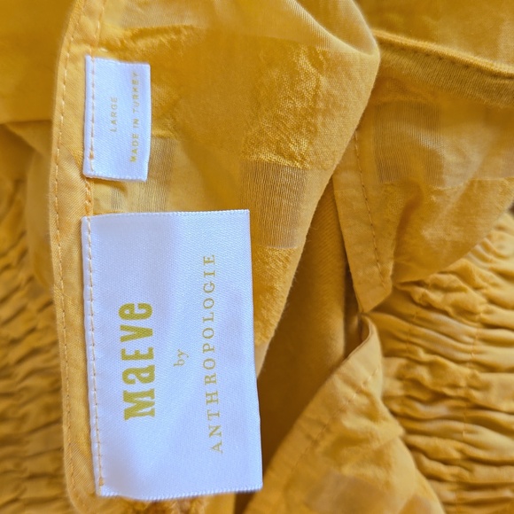 Anthropologie Maeve Yellow Gingham Smocked Halter Neck Plunge Tank Size Large - Picture 8 of 11